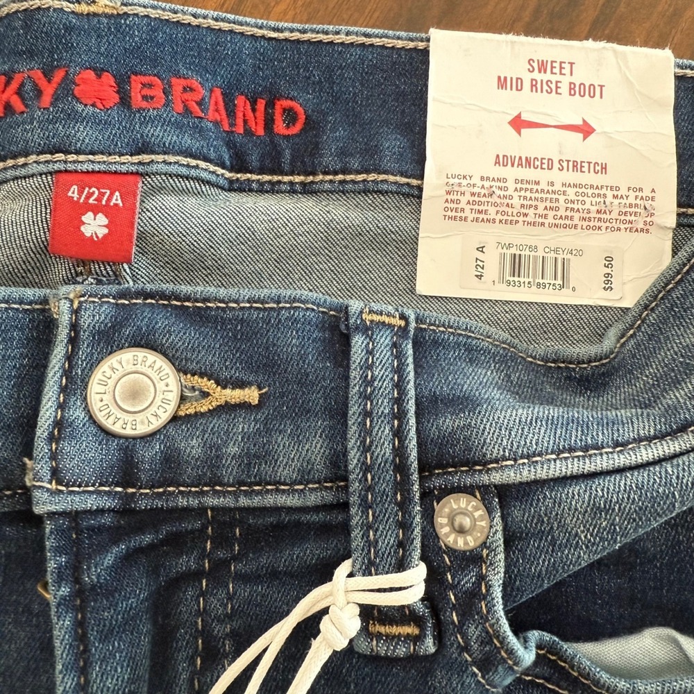 Lucky Brand Sweet Mid Rise Boot Ankle Jeans Blue Stretch 4/27A (30x30) NEW - Picture 4 of 13